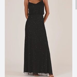 NWT Adrianna Papell black metallic women’s dress gown size 14